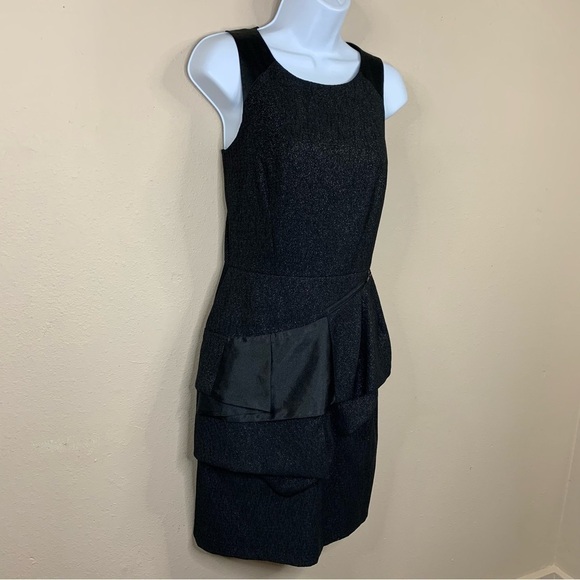 Size 4 Gianni Bini Black Shimmer Peplum Cocktail Dress Sleeveless Party Event - Picture 2 of 11
